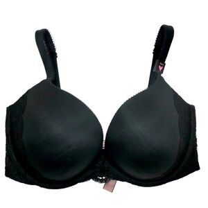 Victoria's Secret Lace Detail Adjustable Back Straps Black Push Up Bra 34DDD